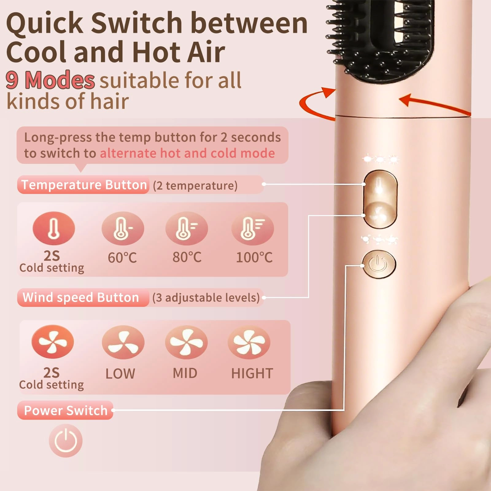 5 in 1 Curling Iron Set - Rose Gold 1200 watts