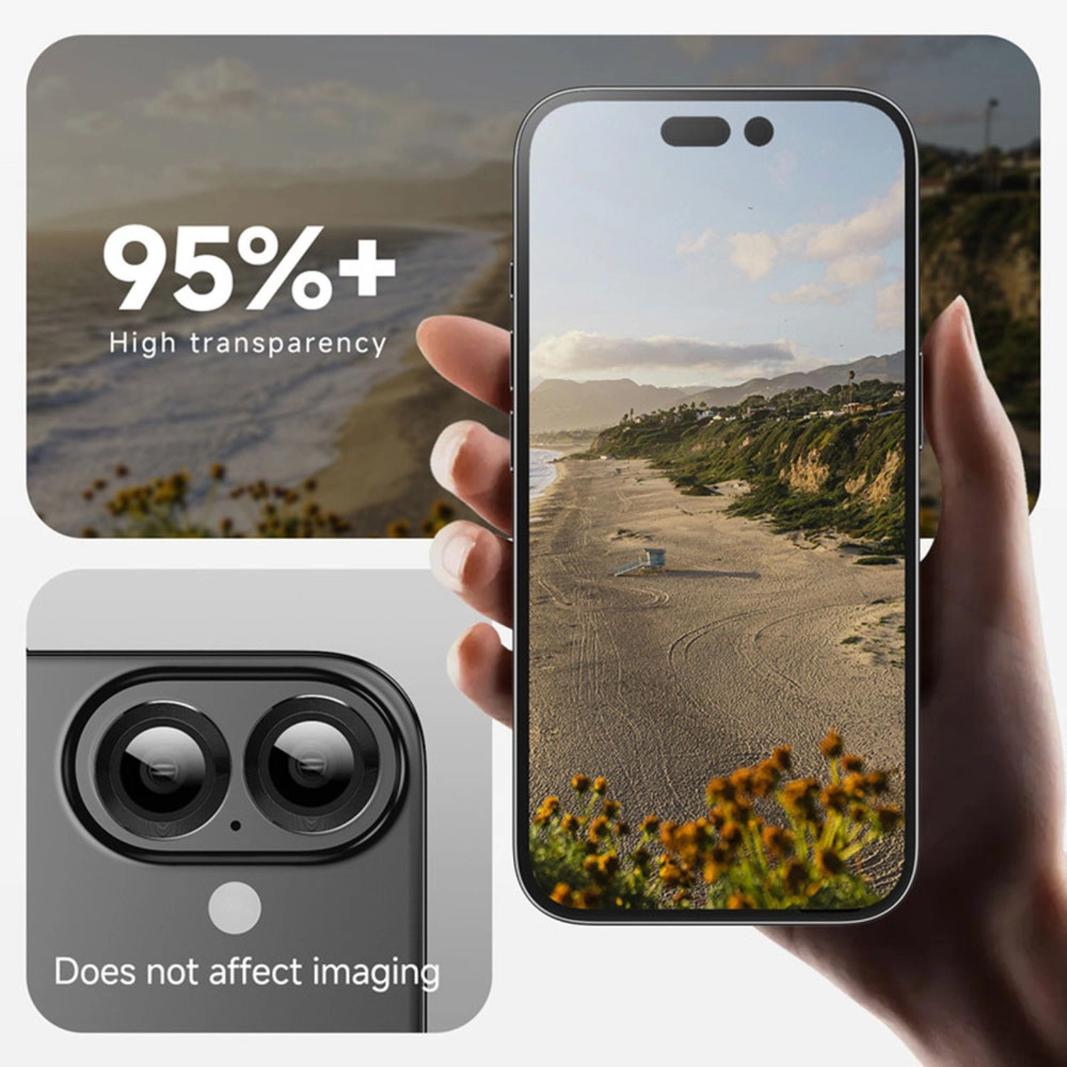 Clear Anti-Fingerprint Camera Lens Protector for iPhone 16