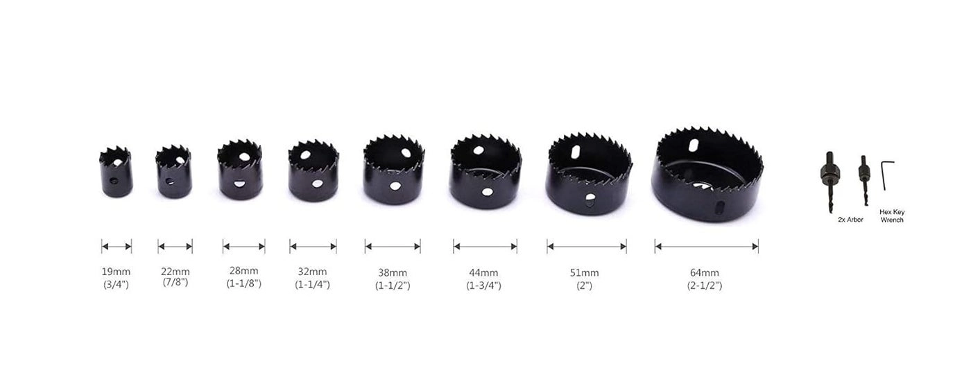 Woodworking Hole Saw Drill Bit Kit - 11pcs Carbon Steel