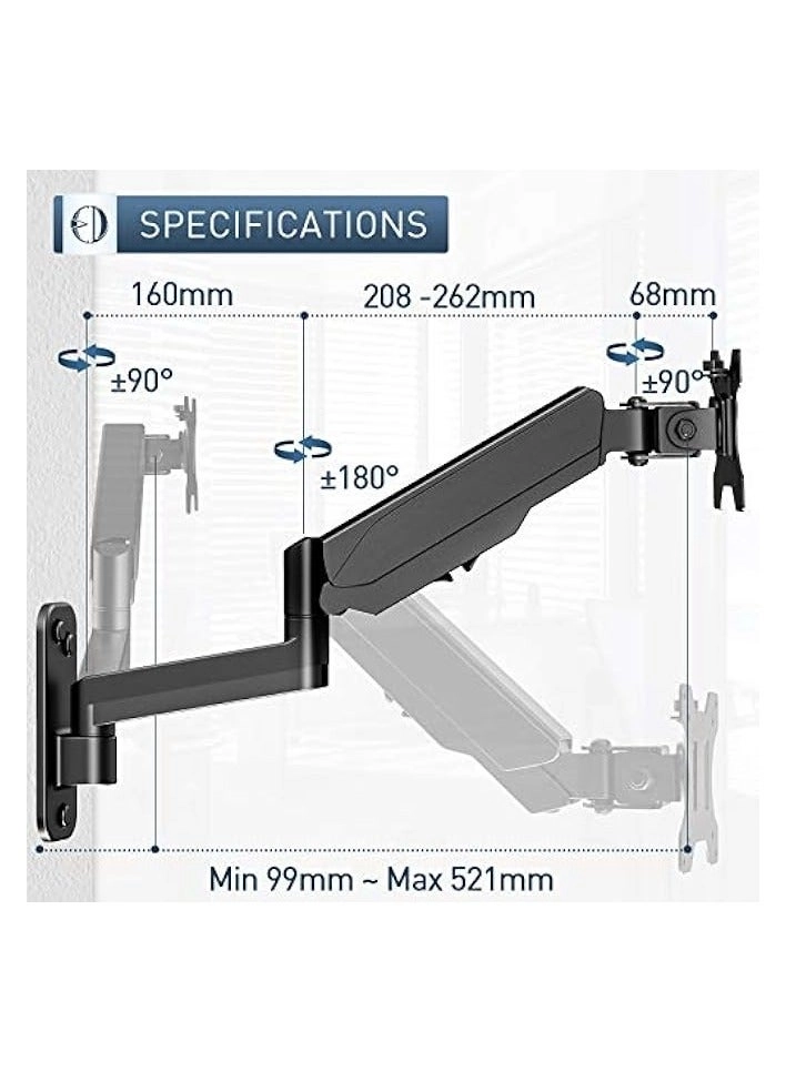 Monitor Arm Wall Mount Bracket - 1 17 to 32 inches 75mm x75mm, 100mm x100mm