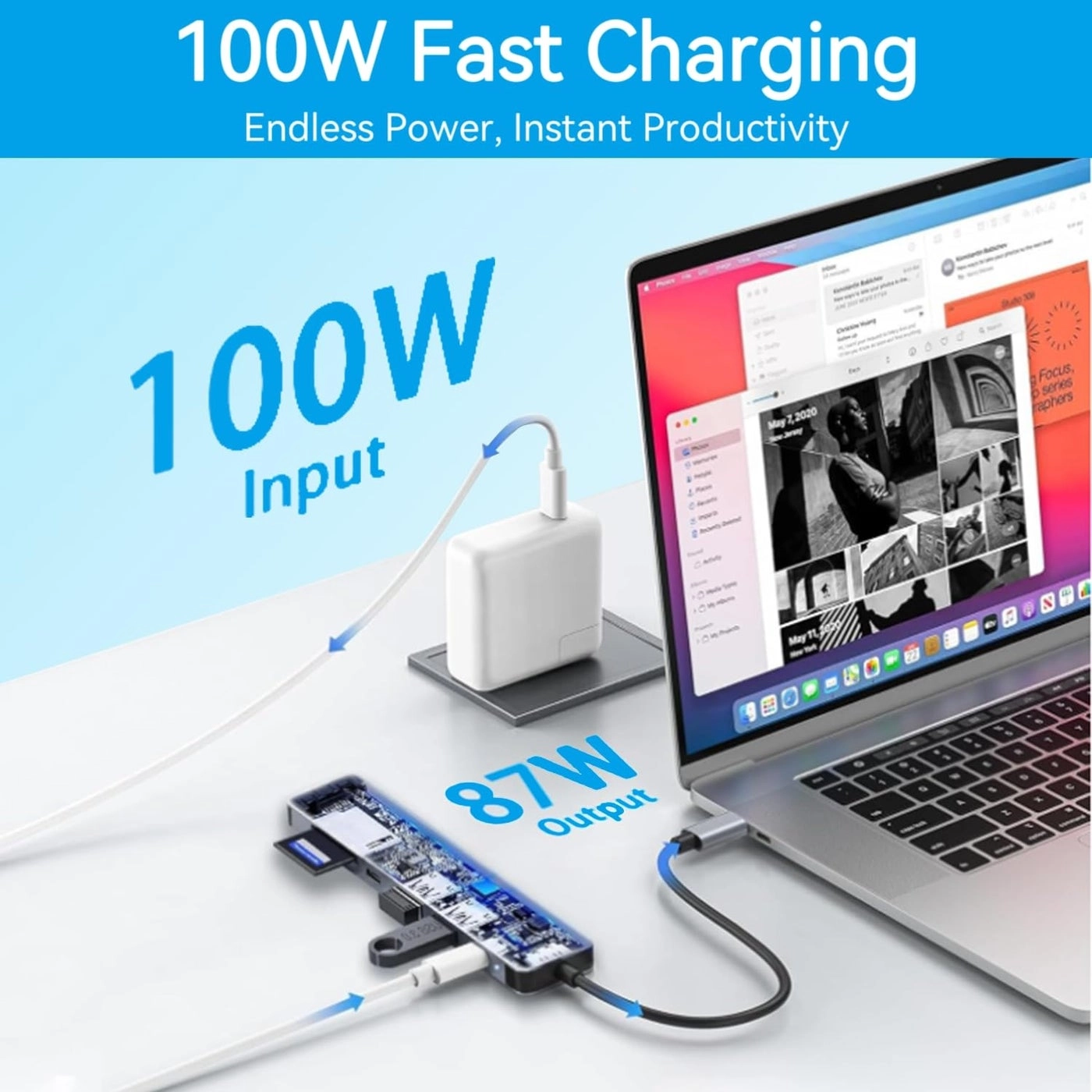 USB C Hub - USB C MacBook Pro/Air, Chromebook, Dell, HP and Other Type C Laptops