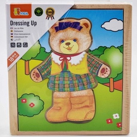 Wooden Dressing Up Puzzle Girl Bear - 18 Months 18 pieces