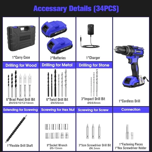 Cordless Screwdriver - 2000 Milliamp Hours