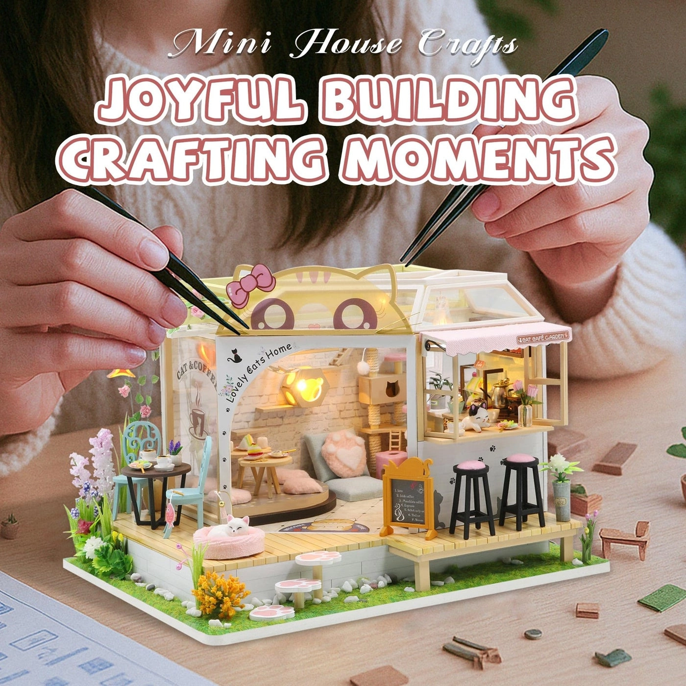 Dollhouse Miniature - Cat Cafe Garden