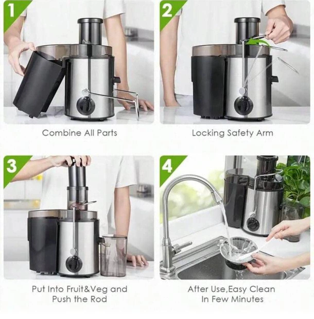 Centrifugal Juicer Extractor - 65mm Wide Mouth High-Speed Stainless Steel