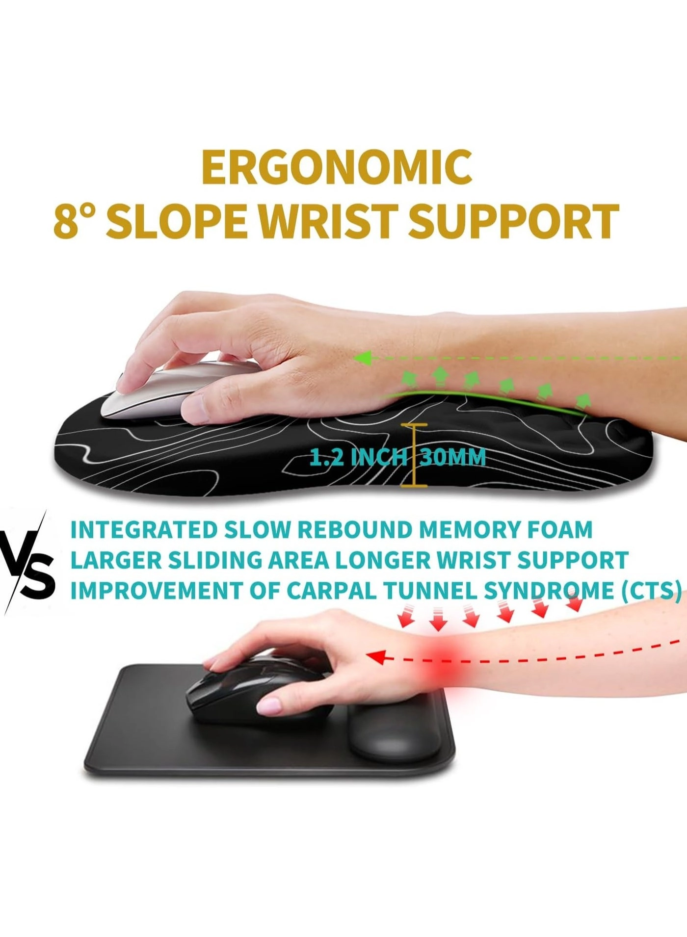 Z240 Memory Foam Ergonomic Mouse Pad - 30x20 cm