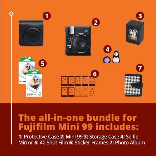Mini 99 + 40 Shot Film + Case + Mini Album Wallet + Selfie Mirror Set + Film Stickers Set + Image Storage Case