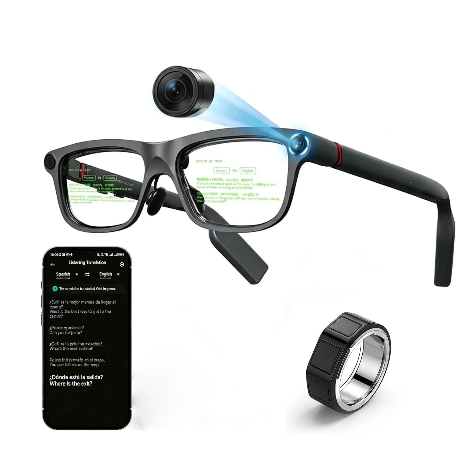 Domars Smart Glasses - 30° FOV 1500 nits AI real-time translation