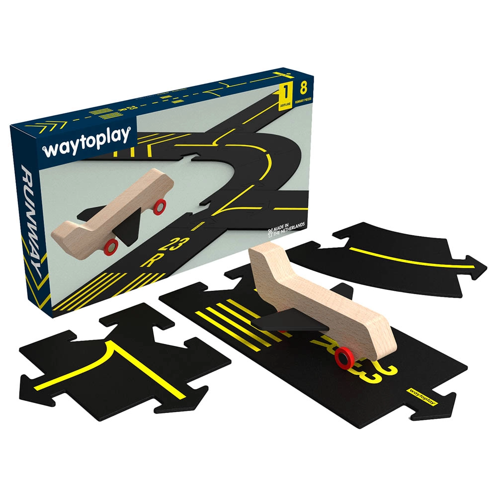 waytoplay Runway - 8 road parts and 1 airplane