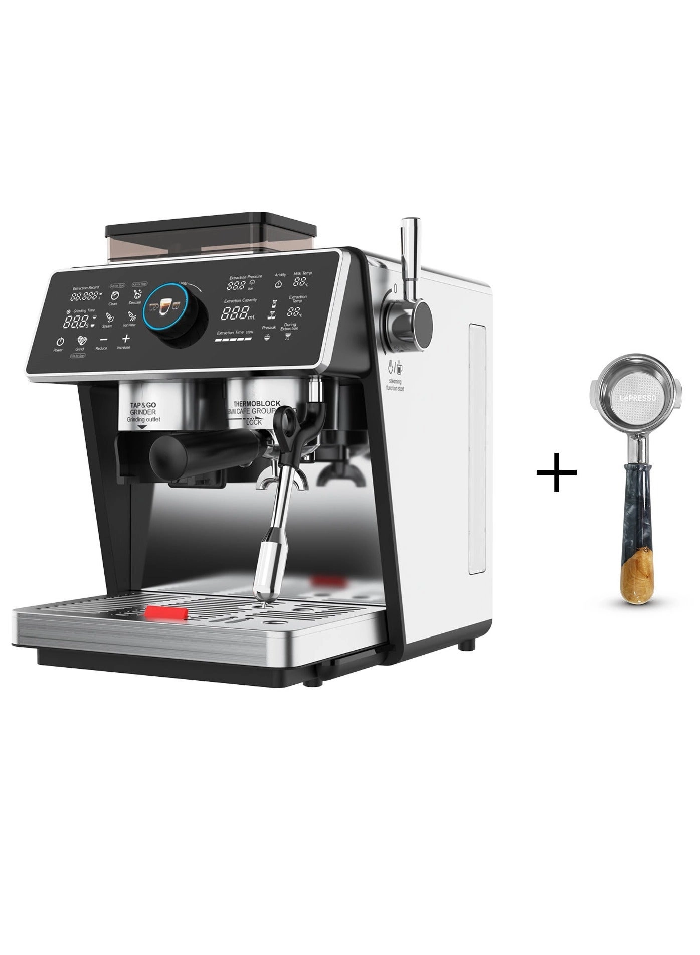 LPCFFVSA0047SL - Dual Boiler Dual Pump Touch Display Conical Burr Grinder Milk Steamer