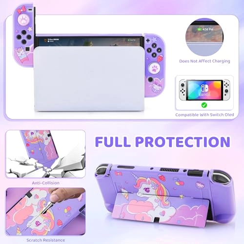 Carrying Case for Nintendo Switch OLED - Hard Storage Screen Protector 2 Thumb Caps