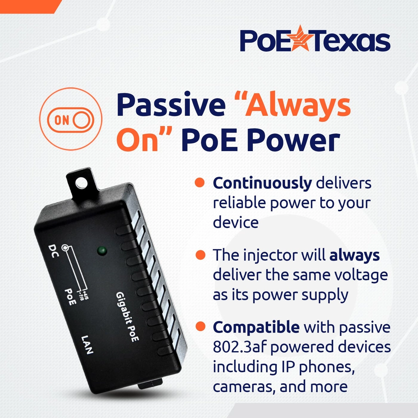 PoE Injector - Single Port 10/100/1000 Gigabit 12v to 56v DC