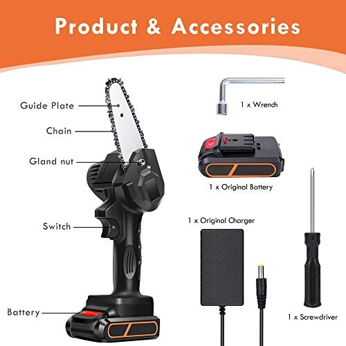 Cordless Chainsaw - 4 Inch 2000mAh Brushless