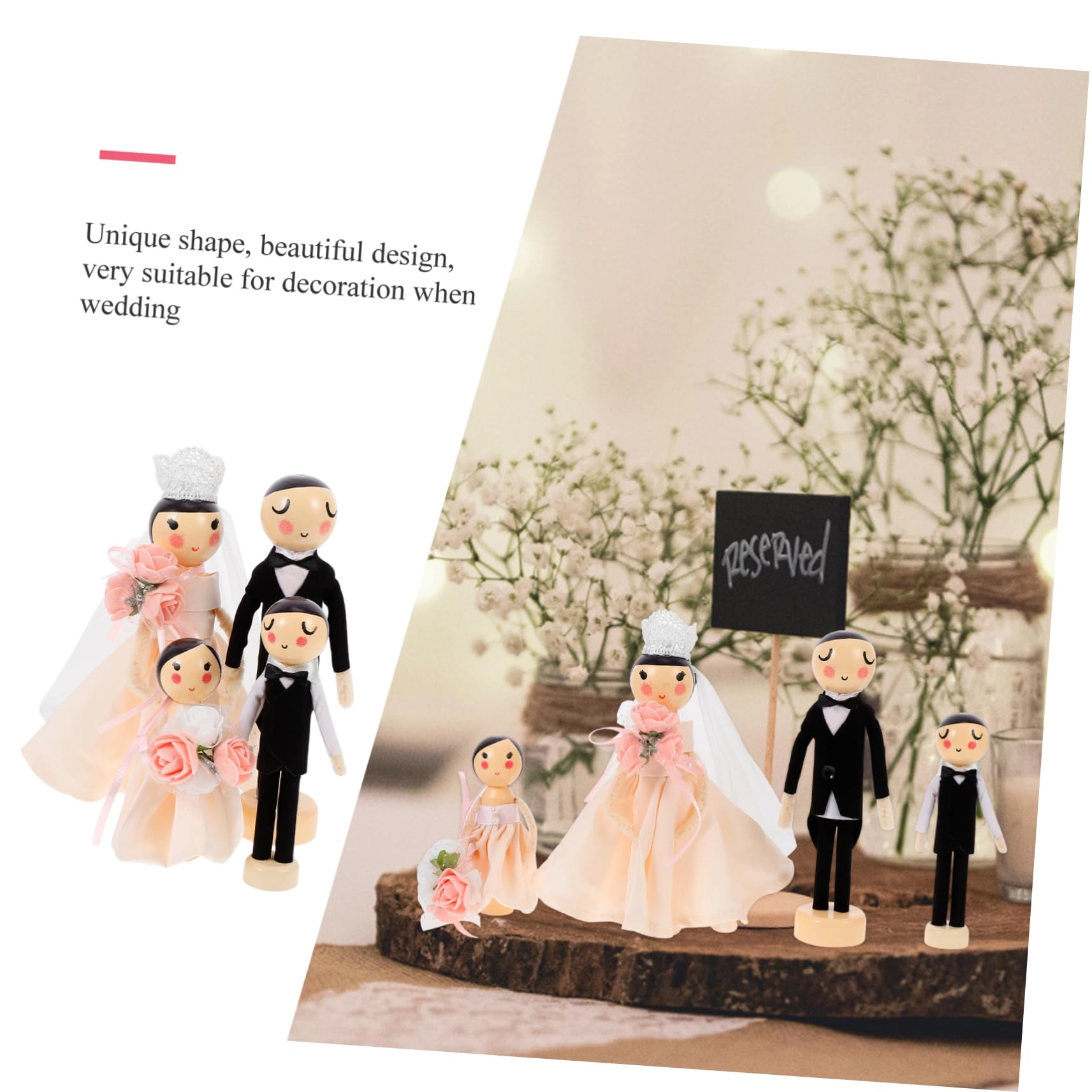 Wedding Couple Statue Set - 4pcs