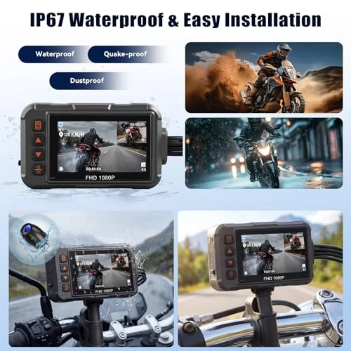 GPS Waterproof Motorcycle Dash Camera - 1080P