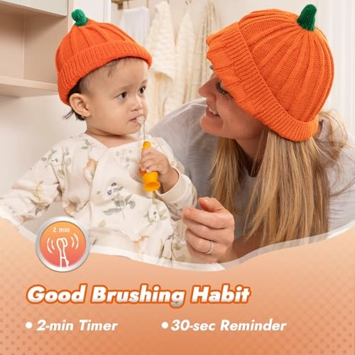 Toddler Sonic Electric Toothbrush - Cute Reindeer Cover Smart LED Timer 2 Brush Heads