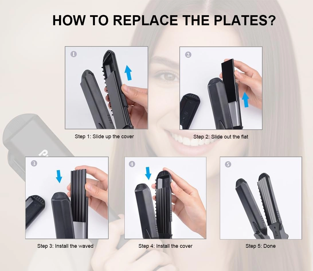 Hair Straightener and Crimper - 4 in 1 Tourmaline Ceramic Adjustable Temperature 320°F - 430°F