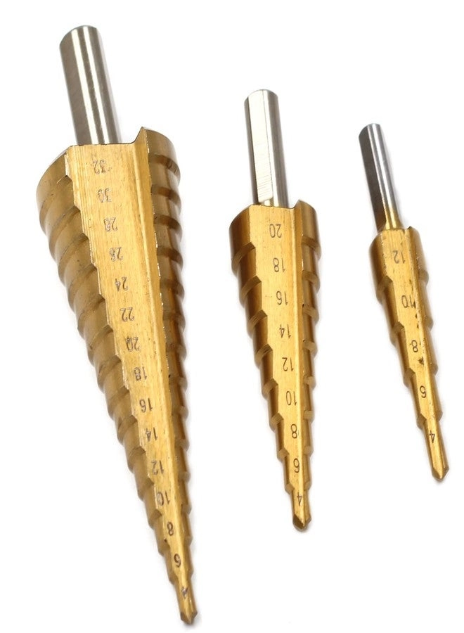 Step Drill Bit - HSS Titanium Coated 3 Pcs 4-12/20/32mm