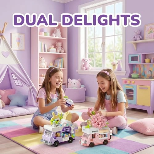 Ice Cream Food Truck + Flowering Flower Trolley - 2 pcs