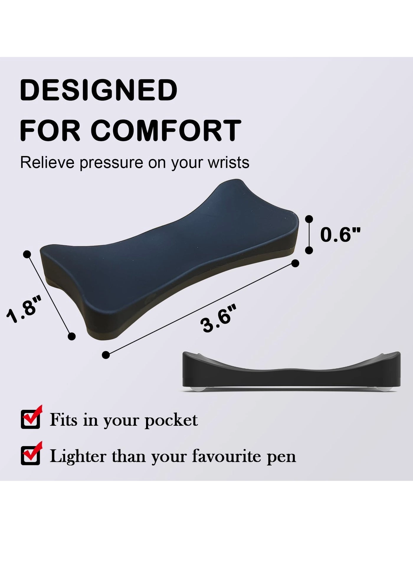 Ergonomic Gliding Palm Rest - Sliding Wrist Pad 4 Scroll Wheels 1.8 x 3.6 x 0.6 inches