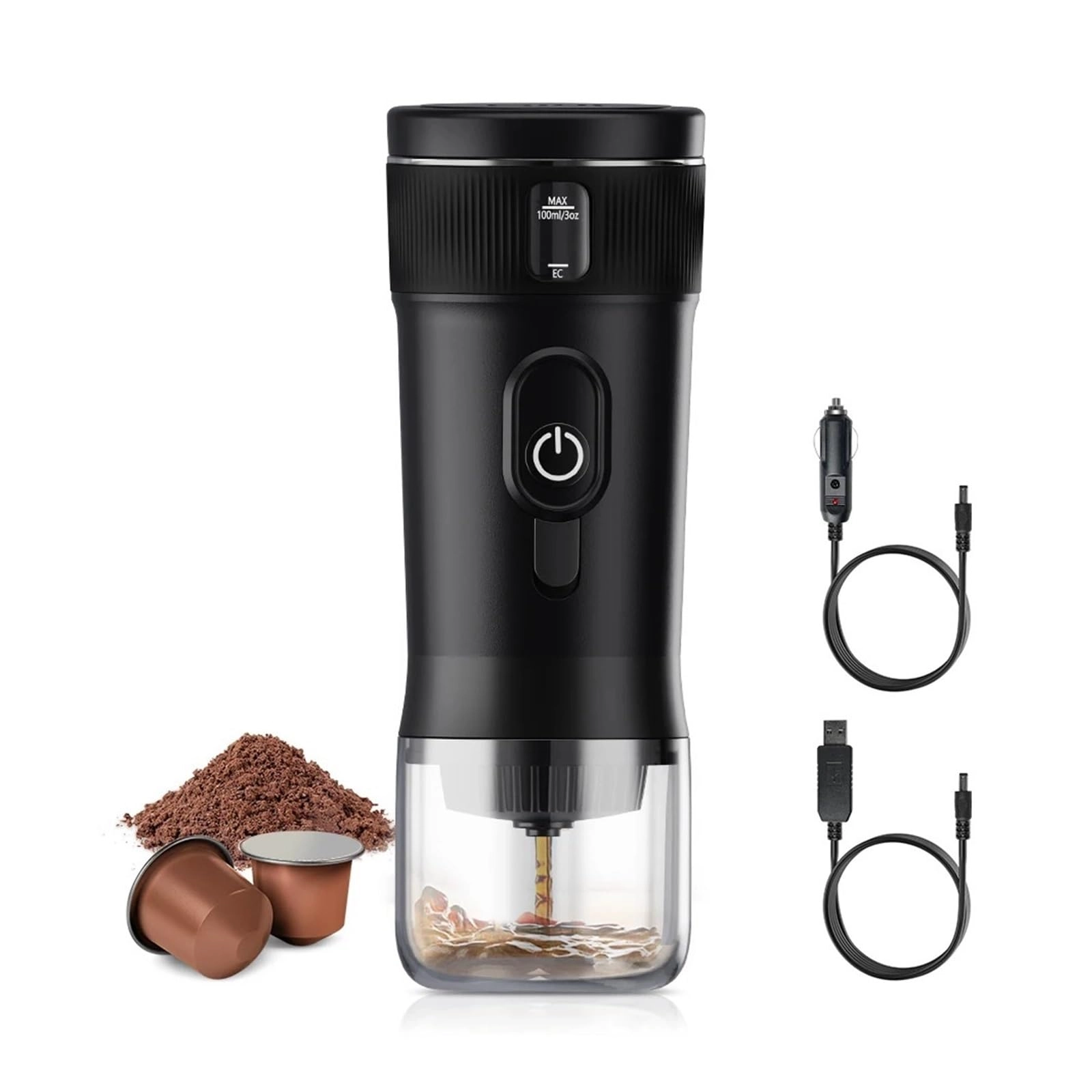 MOOMAA Portable Coffee Maker - coffee powder and capsules