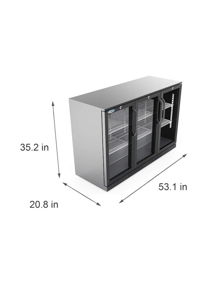 3 Door Back Bar Cooler - 11 cu.ft 32-50 Fahrenheit