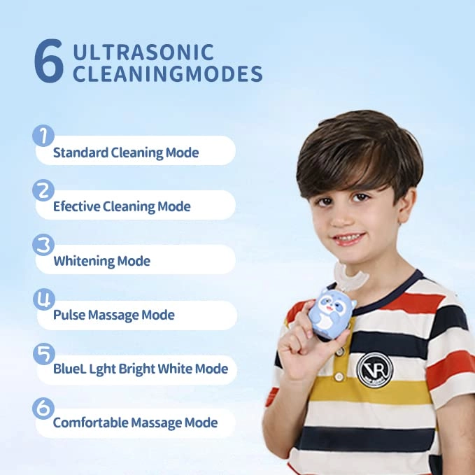 Kids Electric Toothbrushes u Shaped - Rechargeable 2 Mins Timer 6 Modes