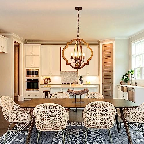 Farmhouse Wood Chandelier - 59.05 inches adjustable chain