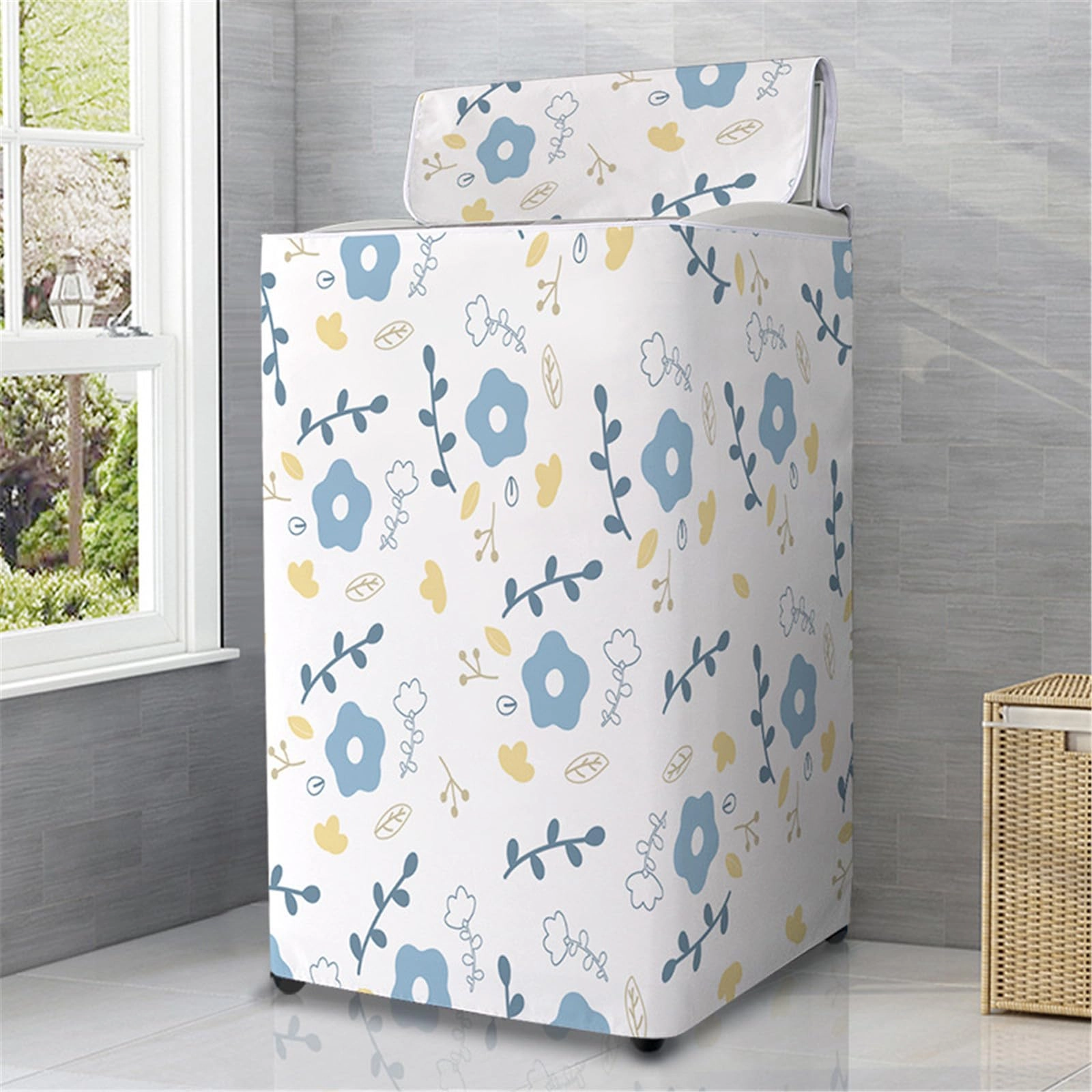 Odot Washing Machine Cover - 2XL 12.5KG Blue Flower Top Load