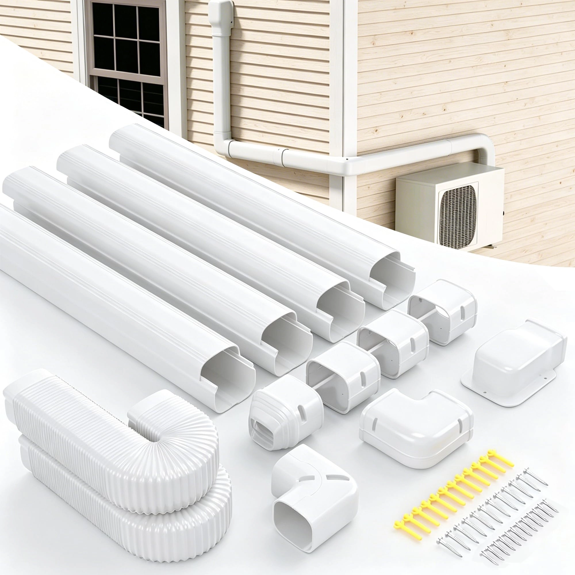 Cestluck Line Set Cover - Universal for most split AC & central AC from 7000 BTU to 36000 BTU