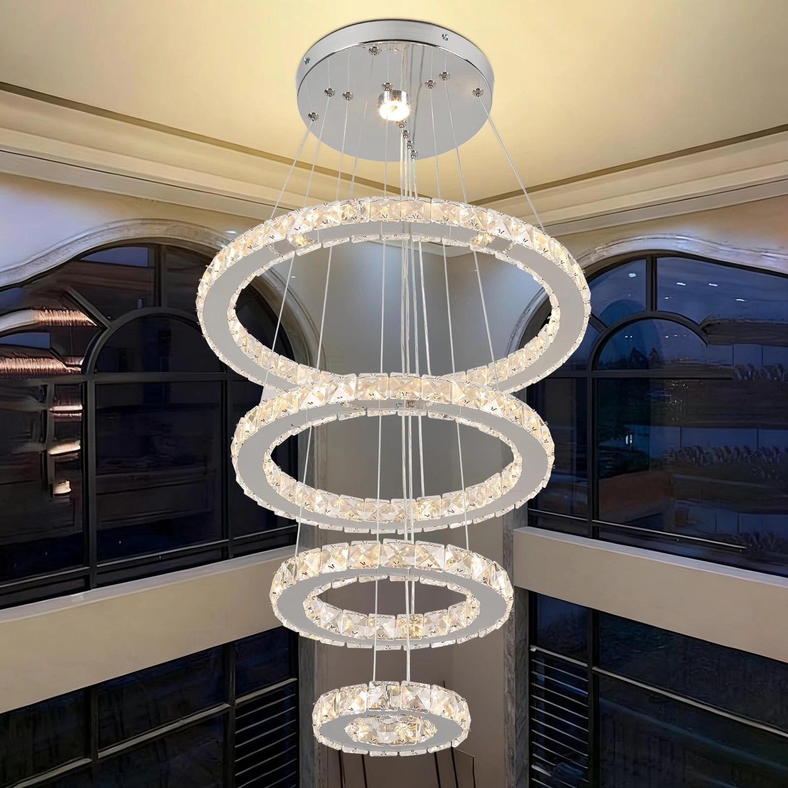 Finktonglan 4-Ring Crystal Pendant Light - 2700-3500K Not dimmable