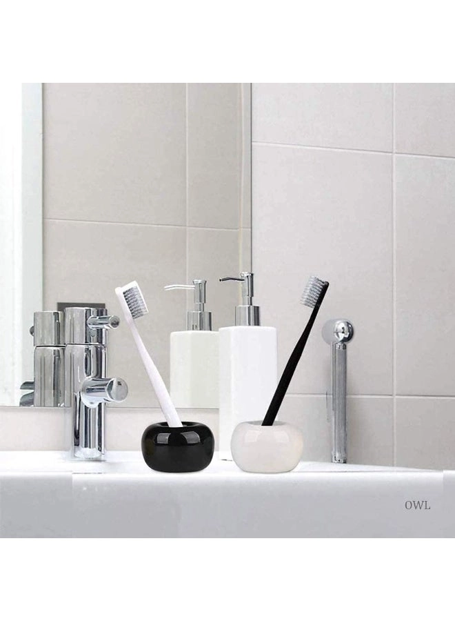 Ceramic Toothbrush Holder - 2-piece White+Black