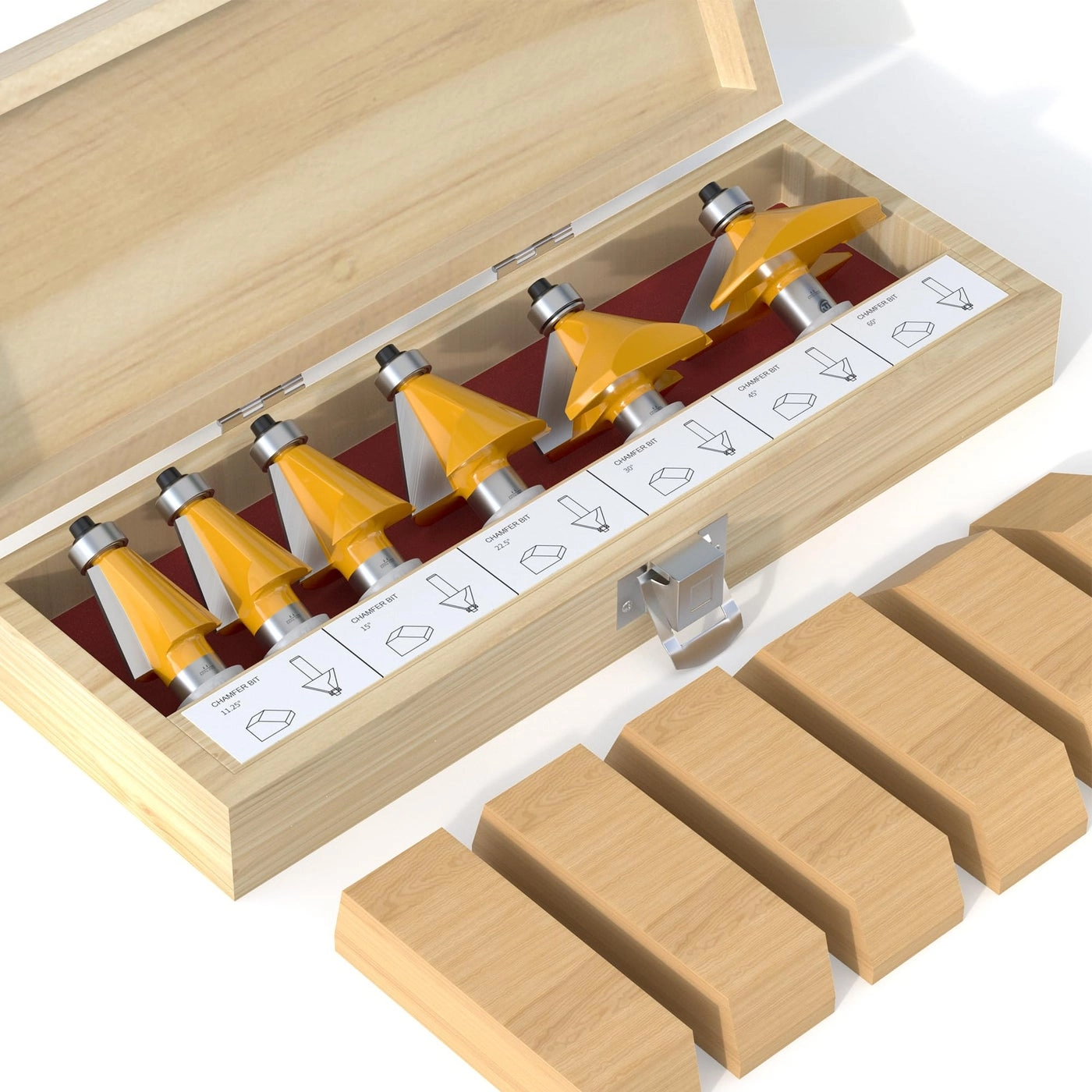FIVEPEARS Chamfer Router Bit Set - 1/2 Inch 6 PCS