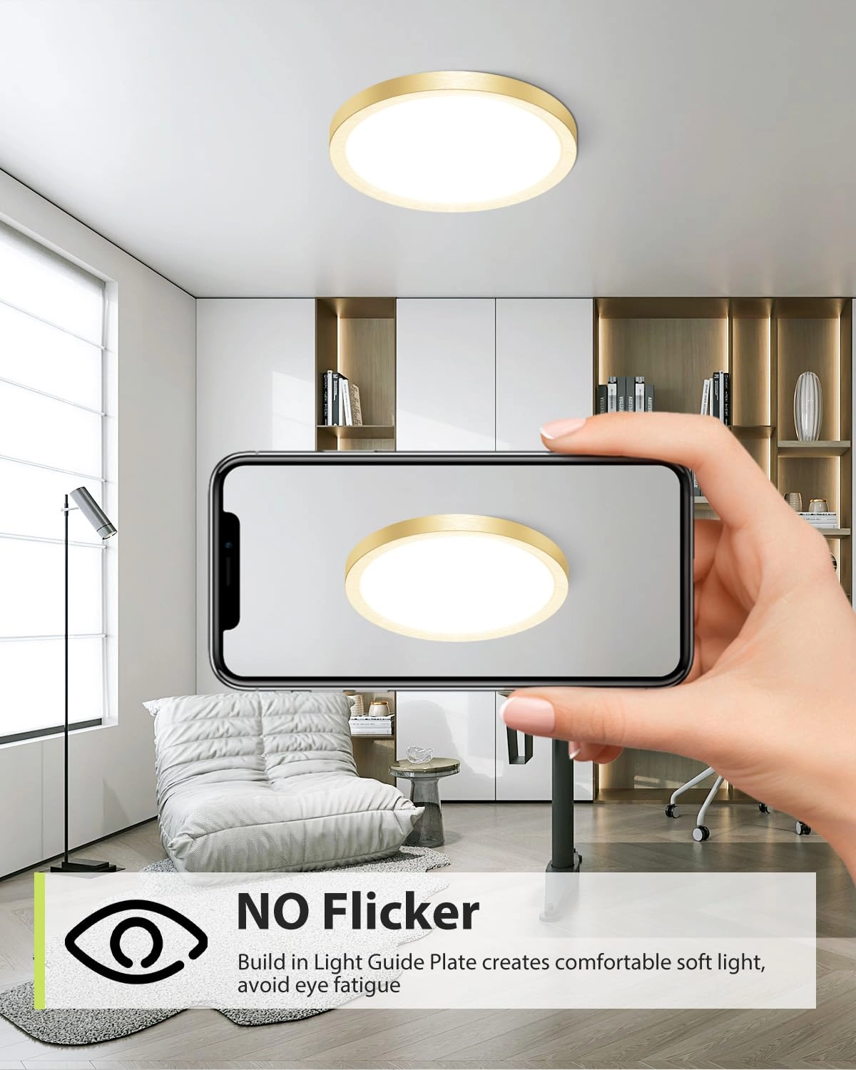 Flush Mount LED Ceiling Light - 3000K 4500K 6000K Dimmable