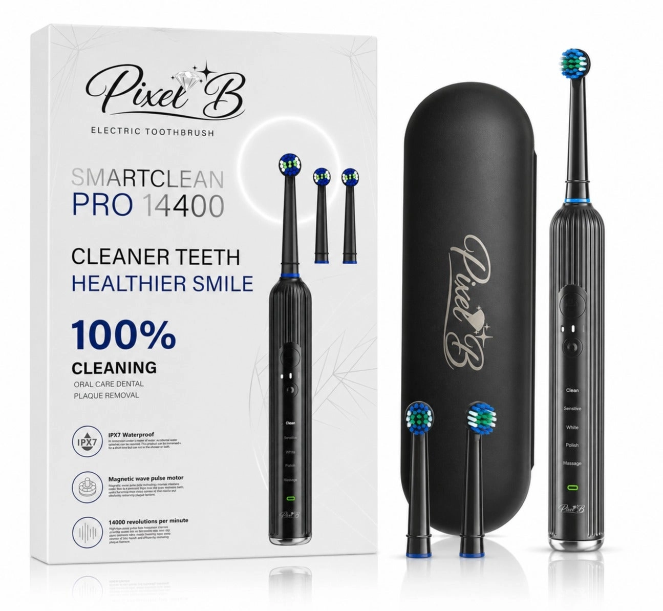 Pixel B SmartClean PRO - 14,400 vibrations per minute 50+ Days Battery