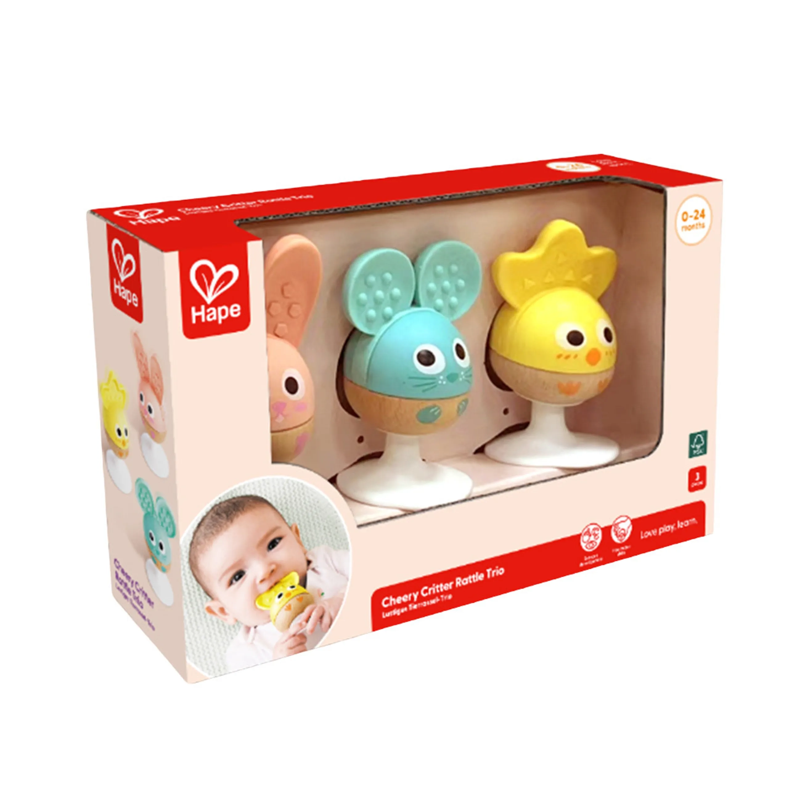 Cheery Critter - Teether Rattle Suction Cup 3 Pcs