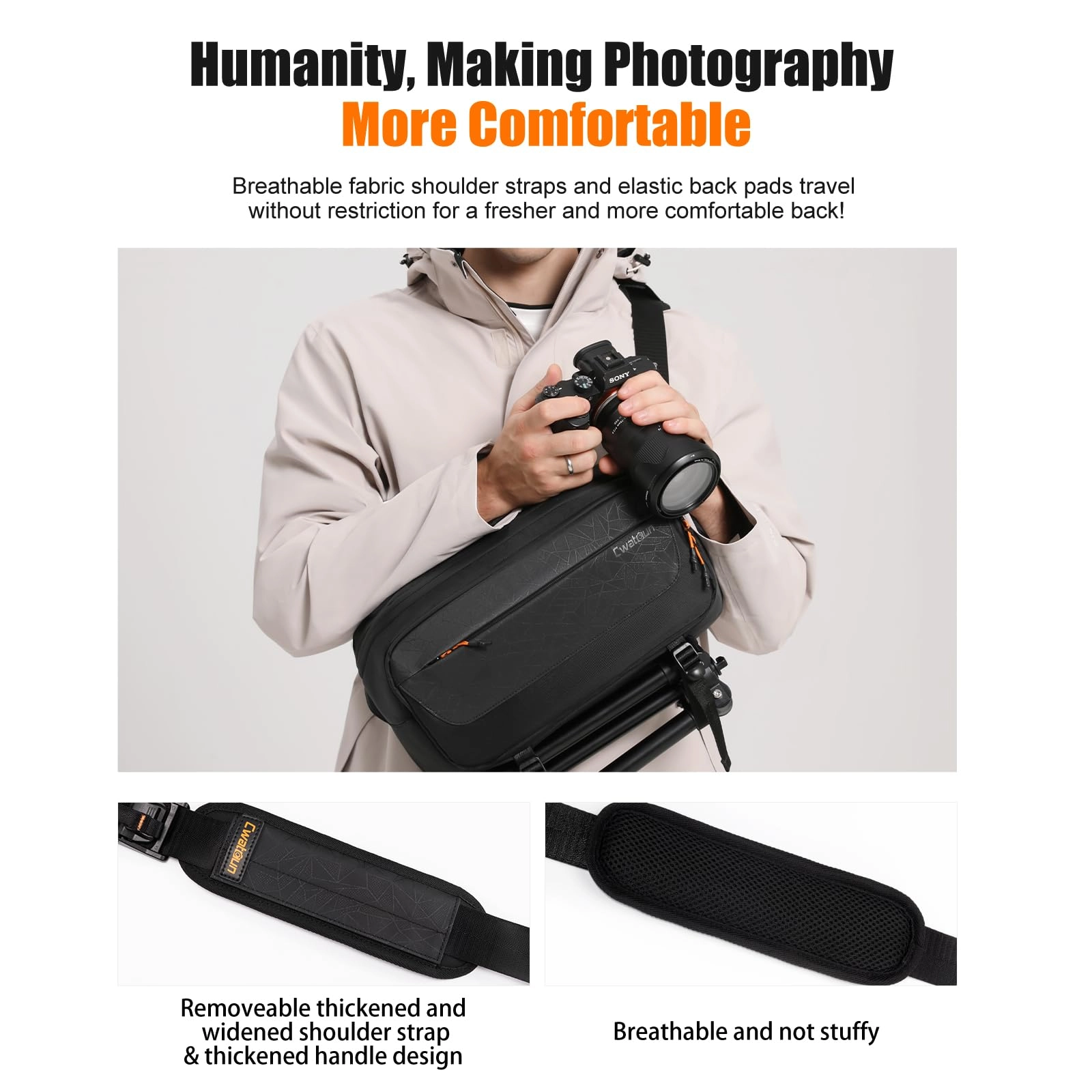 Camera Sling Bag - 38.5L x 15.5W x 21.5H centimetres Canon Nikon Sony Fuji DSLR/SLR/Mirrorless camera bag