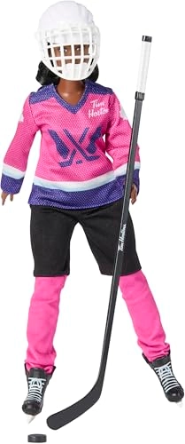 Barbie PWHL 2025 Fashion Doll - Pink, Purple & Teal Hockey Jersey Hockey Stick Puck Helmet Ages 3+