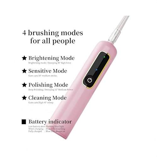Sonic Toothbrush - 3 Brush Heads 4 Modes 2-Minute Smart Timer