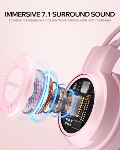 Headset for PS4, PS5, Xbox One, PC, Switch, Laptop, Mobile - 7.1 Surround Sound Noise-Canceling Mic