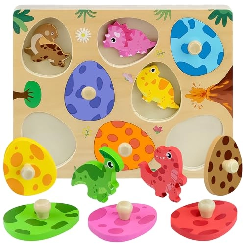 Dino Eggs Wooden Puzzle - 1 Year 8 pieces