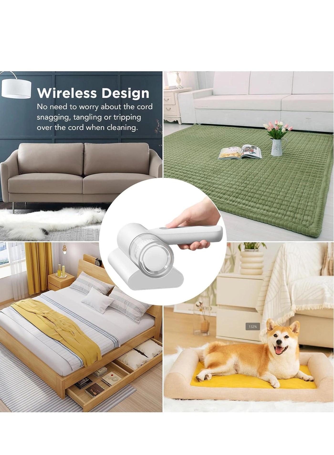 Wireless Vacuum Cleaner - UV-C Light 11Kpa Suction