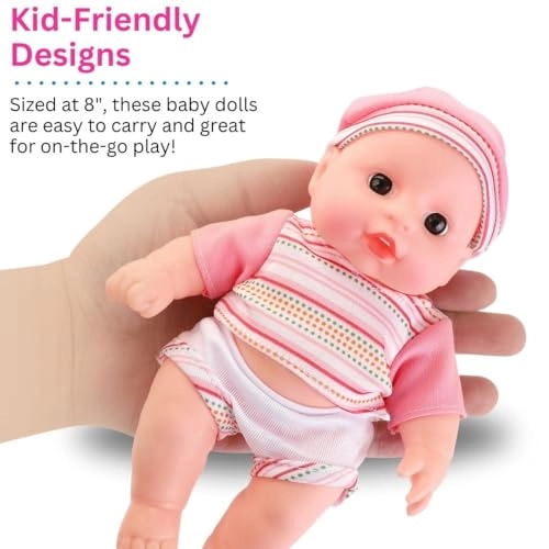 Baby Doll - Pack of 6 All Vinyl 8 Inches Tall Gift Bundle Ages 18+