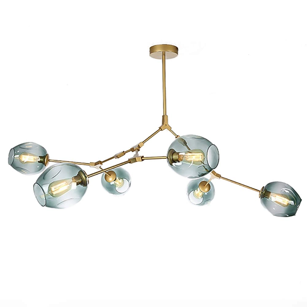 Minimalist Glass Bubble Ball Chandelier - E27 8 heads Gradient smoke gray lampshade