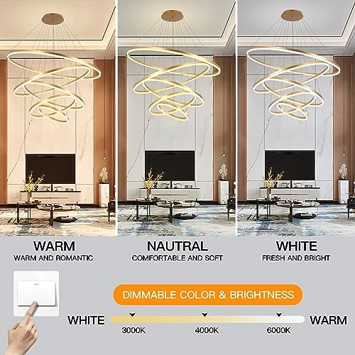 Villa Entrance Foyer Large Luxury Chandelier - 3000K-6000K Dimmable