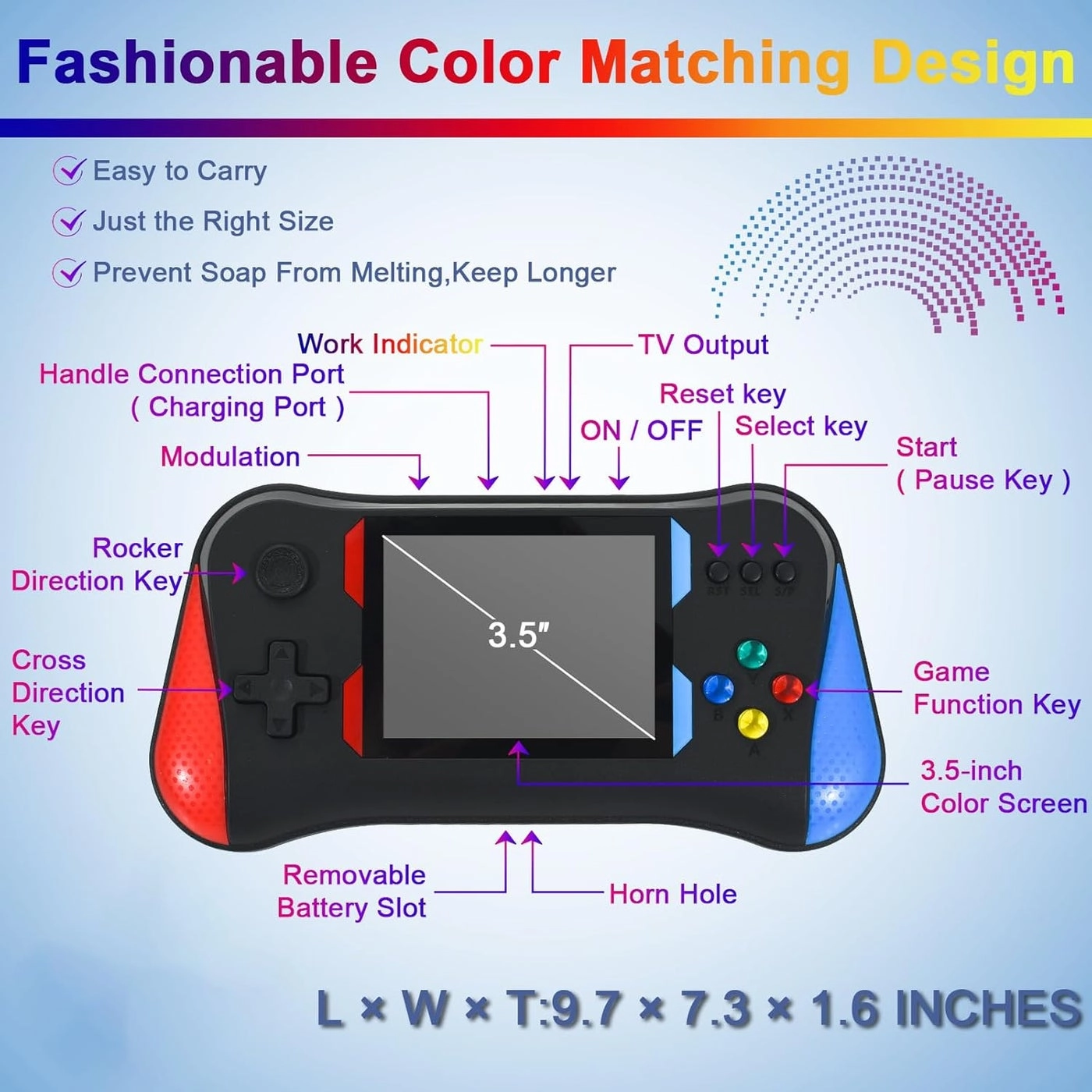 Mini Handheld Video Game Console - 500 Classic Built-in Games Rechargeable