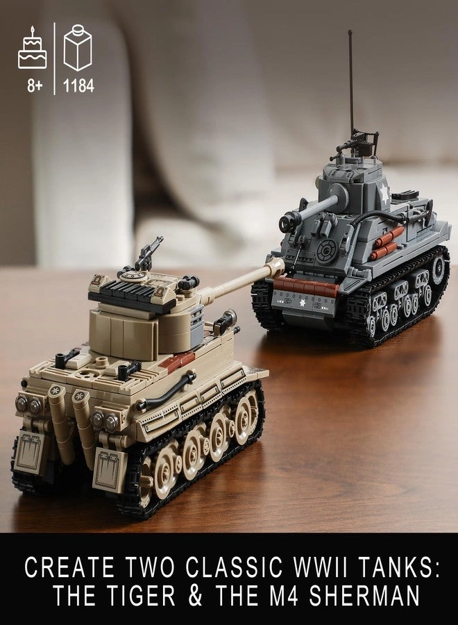 German Tiger + M4 Sherman - 1184 Blocks