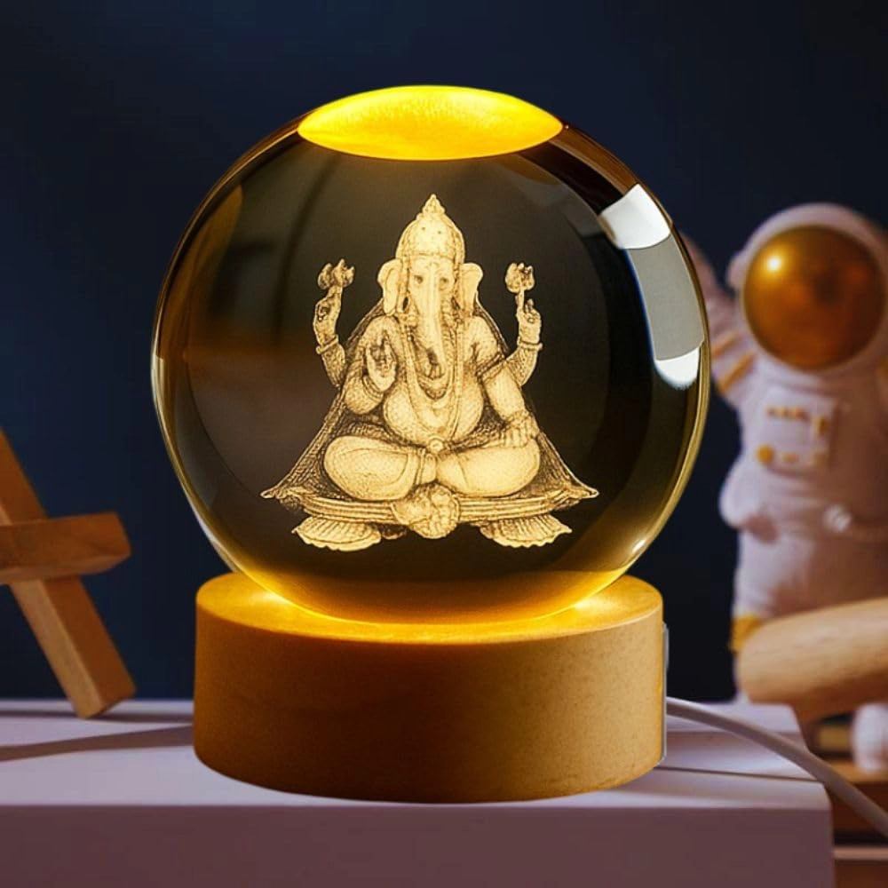 Desidiya Crystal Ball Lord Ganesh - Corded Electric Clear