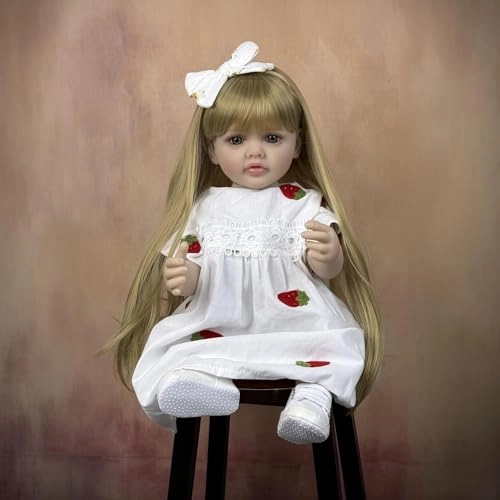 Reborn Baby Doll - 55cm 22inch Vinyl Blonde Long Hair