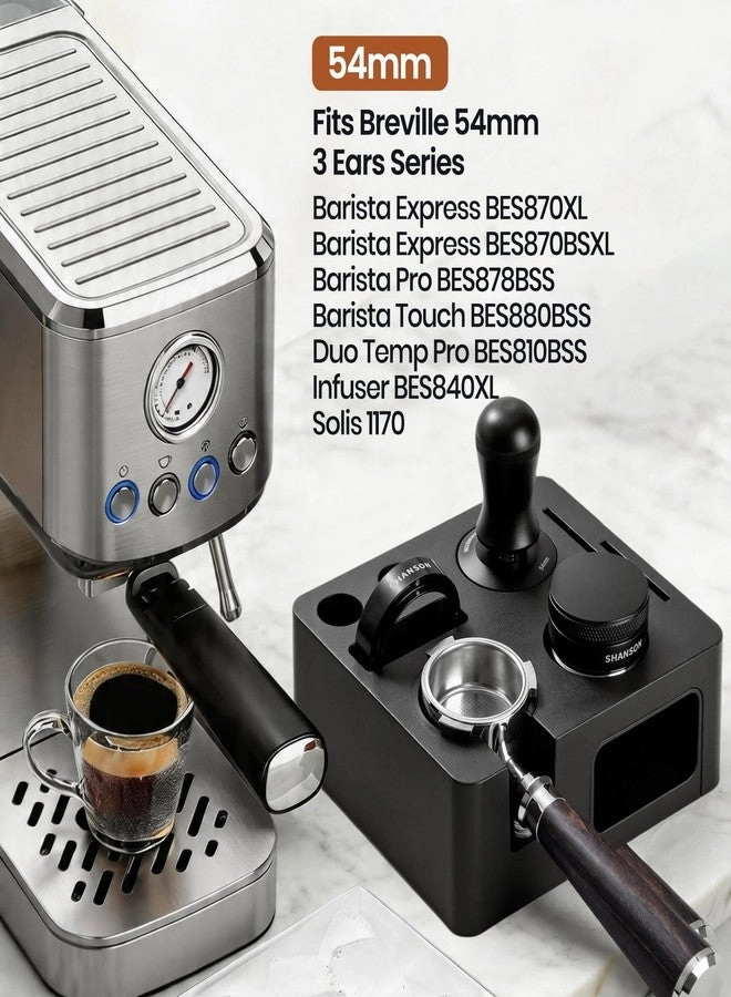 Espresso Accessories Kit + Compact Espresso Tamper Set - 54mm + Distributor + Bottomless Portafilter + Dosing Funnel + Station